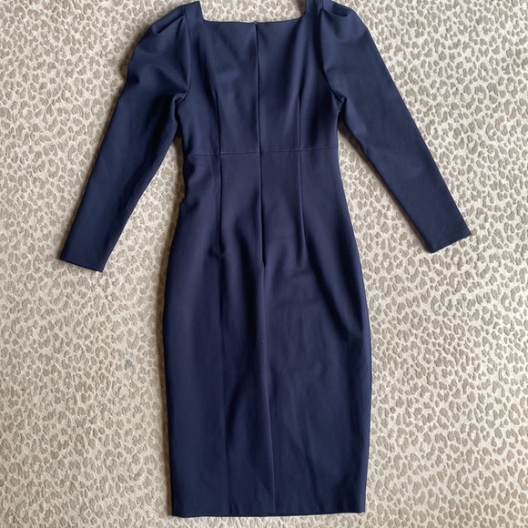 NWT ELLIATT Scarlette Cutout Long Sleeve Sheath Midi Dress in Navy Blue, size L - Picture 8 of 10